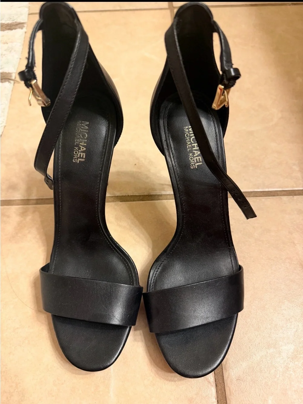 Michael Michael Kors Black Platform Ankle Strap Stiletto Heels Size 7M EUC